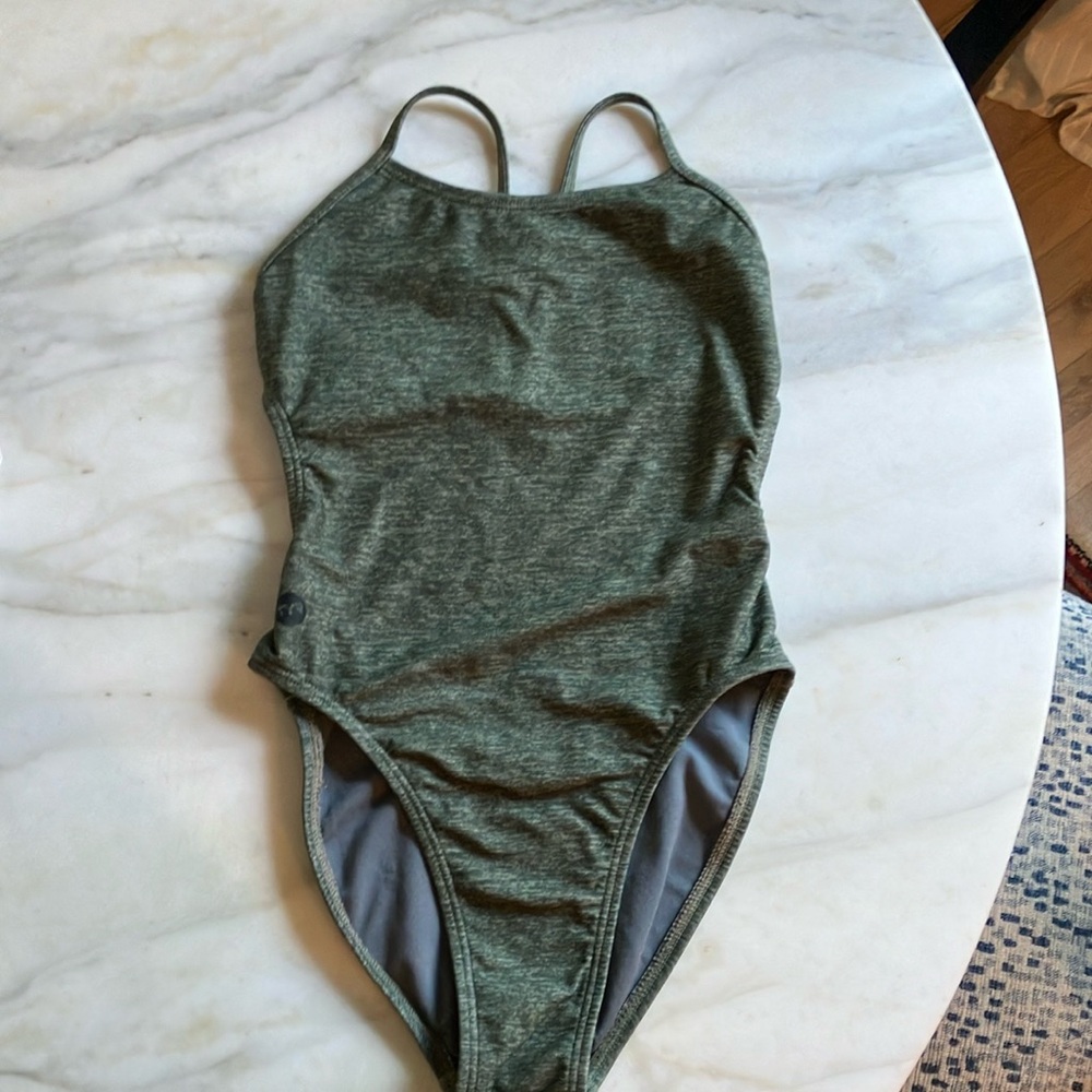 TYR Green Heather One-Piece Swimsuit size 28